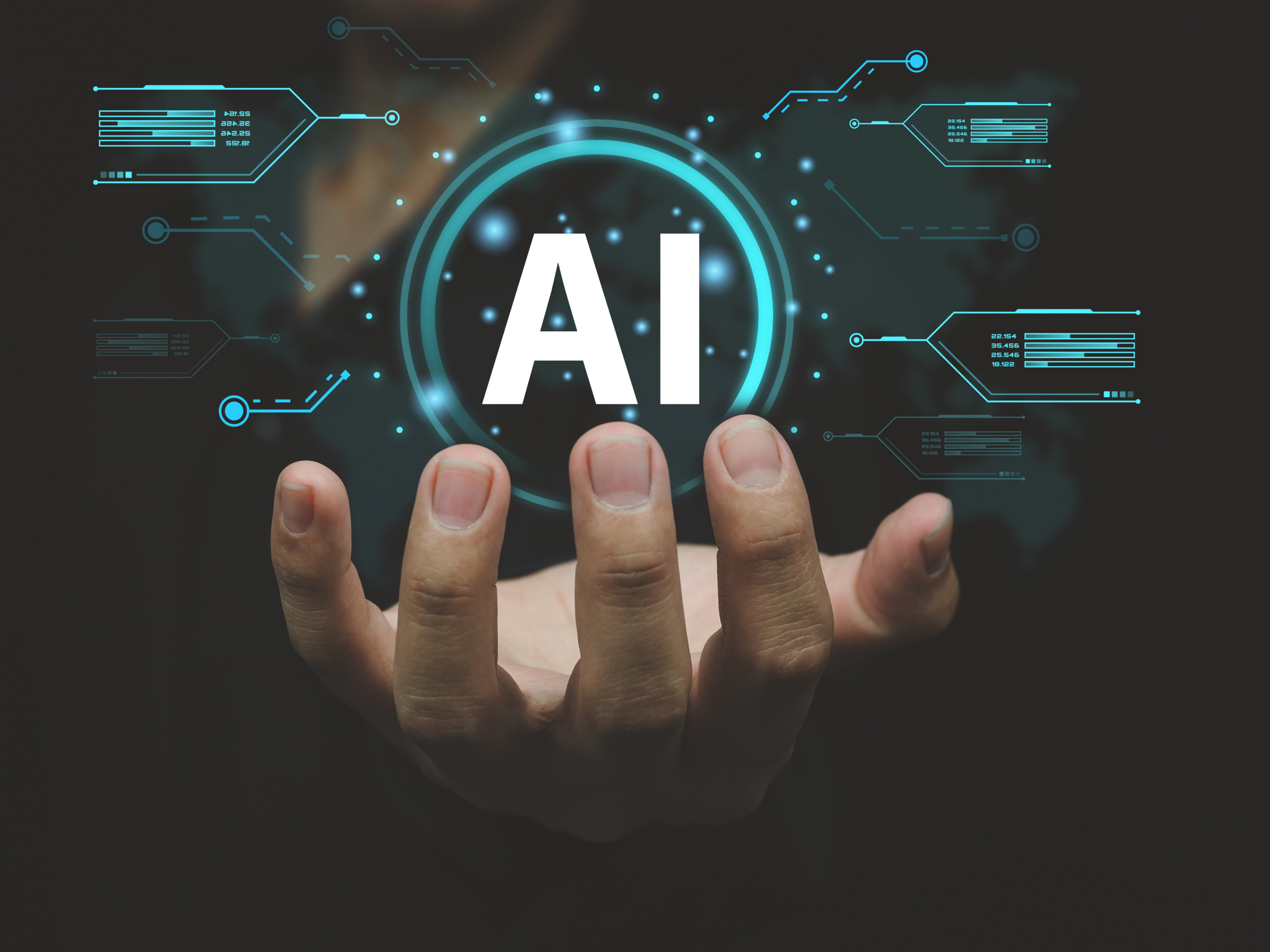 artificial intelligence ai business people showing future technology